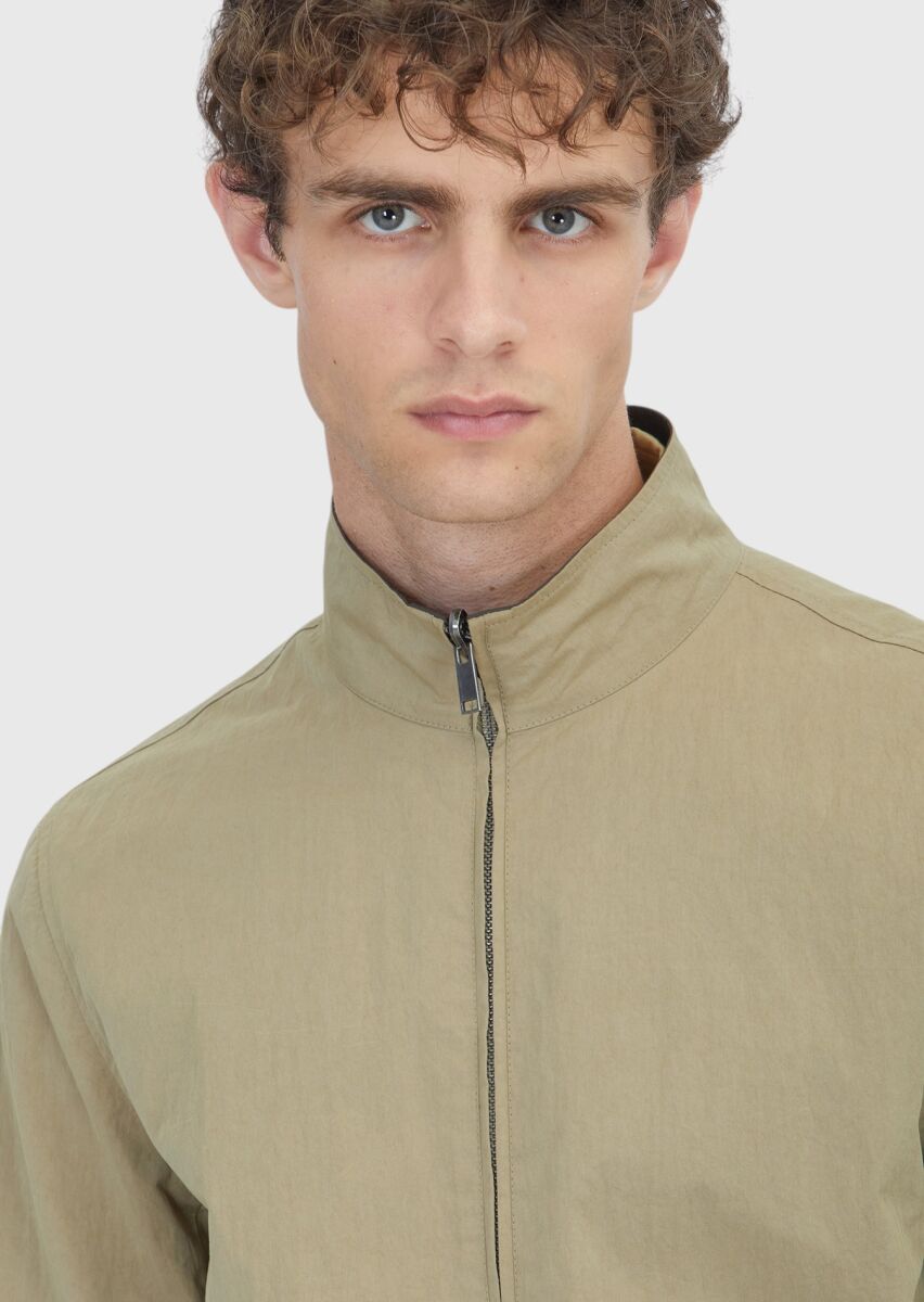 Light Green Regular Fit Turtleneck Casual Technical Double-Sided Coat - 4