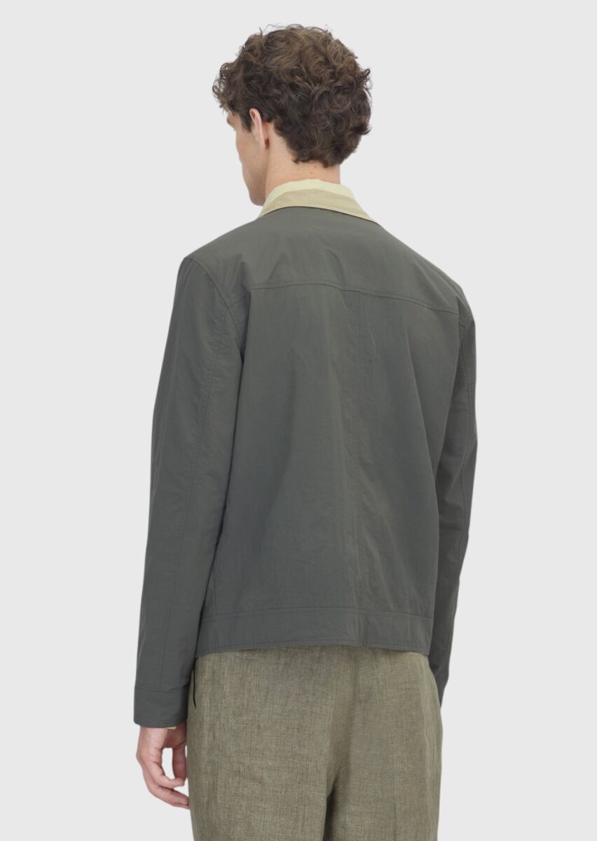 Light Green Regular Fit Turtleneck Casual Technical Double-Sided Coat - 5