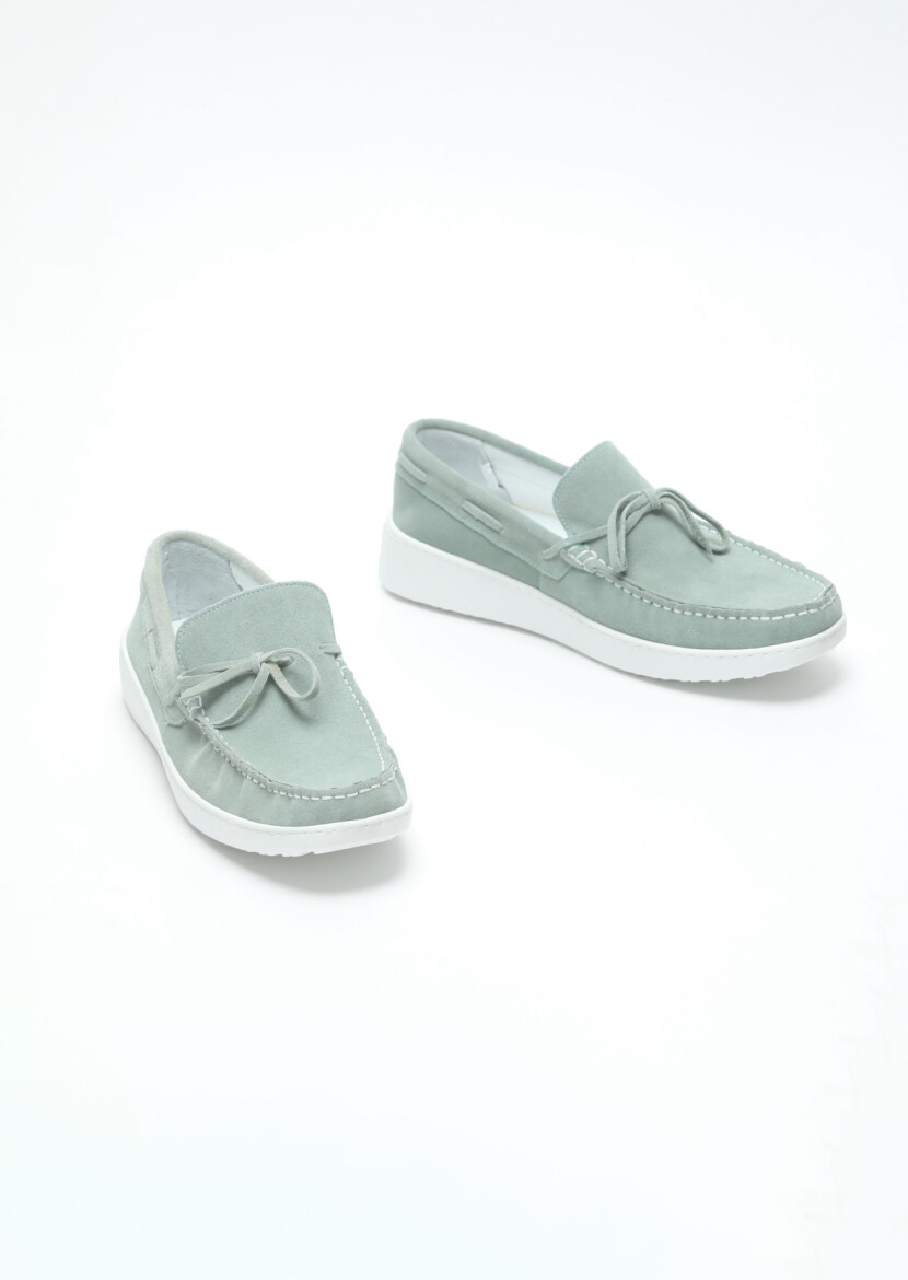 Light Green Suede Casual Loafer - 3