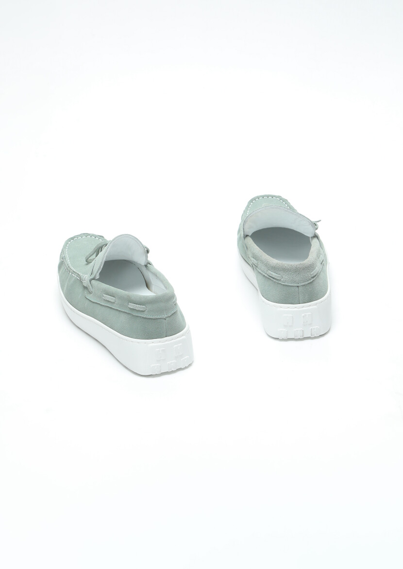 Light Green Suede Casual Loafer - 5