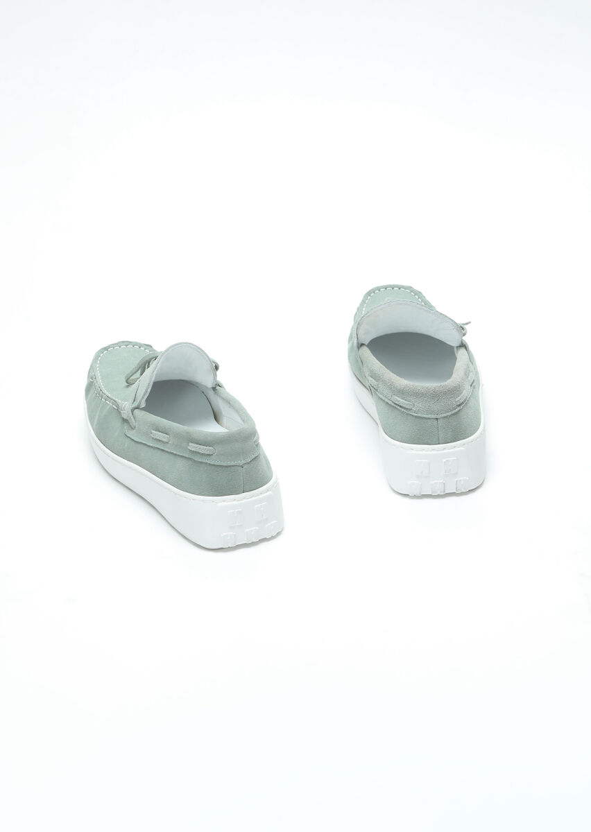 Light Green Suede Casual Loafer - 5
