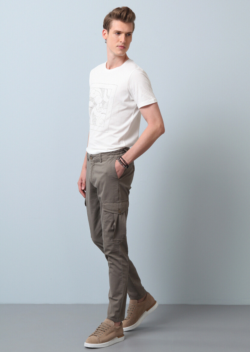 Light Green Weaving Jogging Fit Casual Cotton Blended Trousers - 1