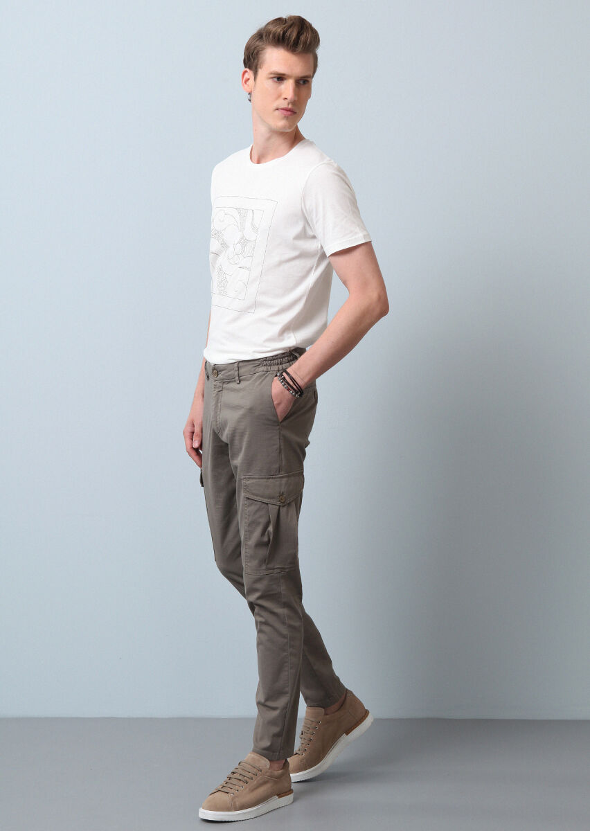 Light Green Weaving Jogging Fit Casual Cotton Blended Trousers - 1