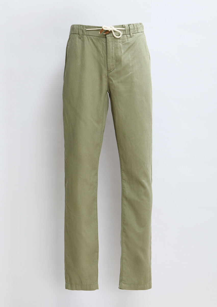 Light Green Weaving Jogging Fit Casual Cotton Blended Trousers - 6