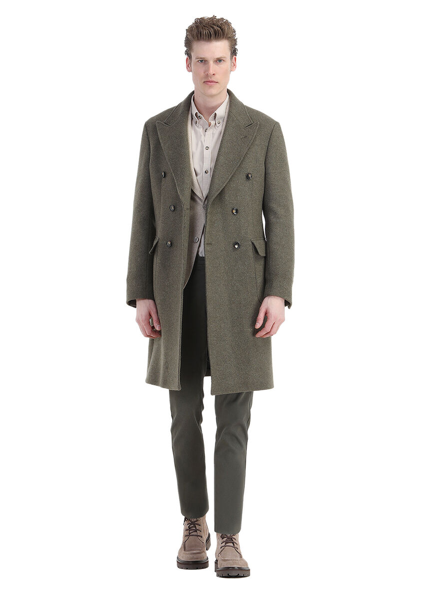 Light Green Weaving Overcoat - 1