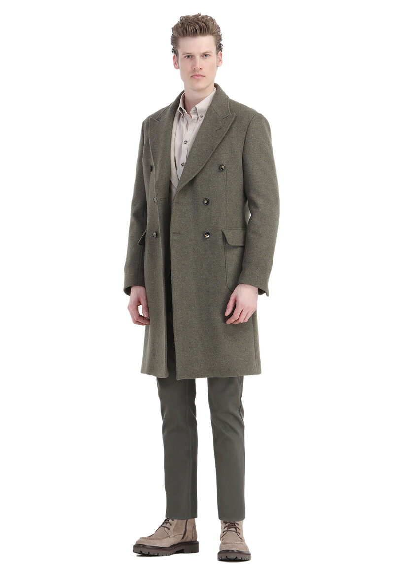 Light Green Weaving Overcoat - 3