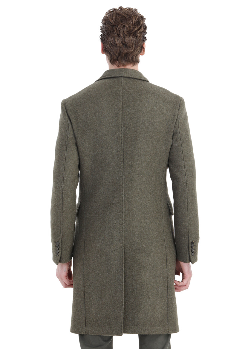 Light Green Weaving Overcoat - 7