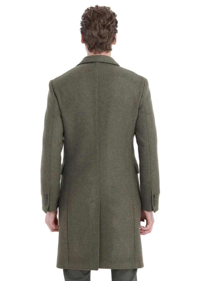 Light Green Weaving Overcoat - 7