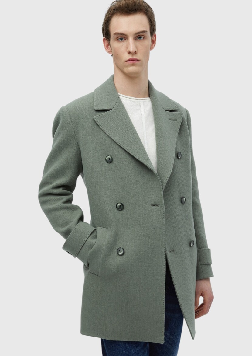 Light Green Weaving Overcoat 