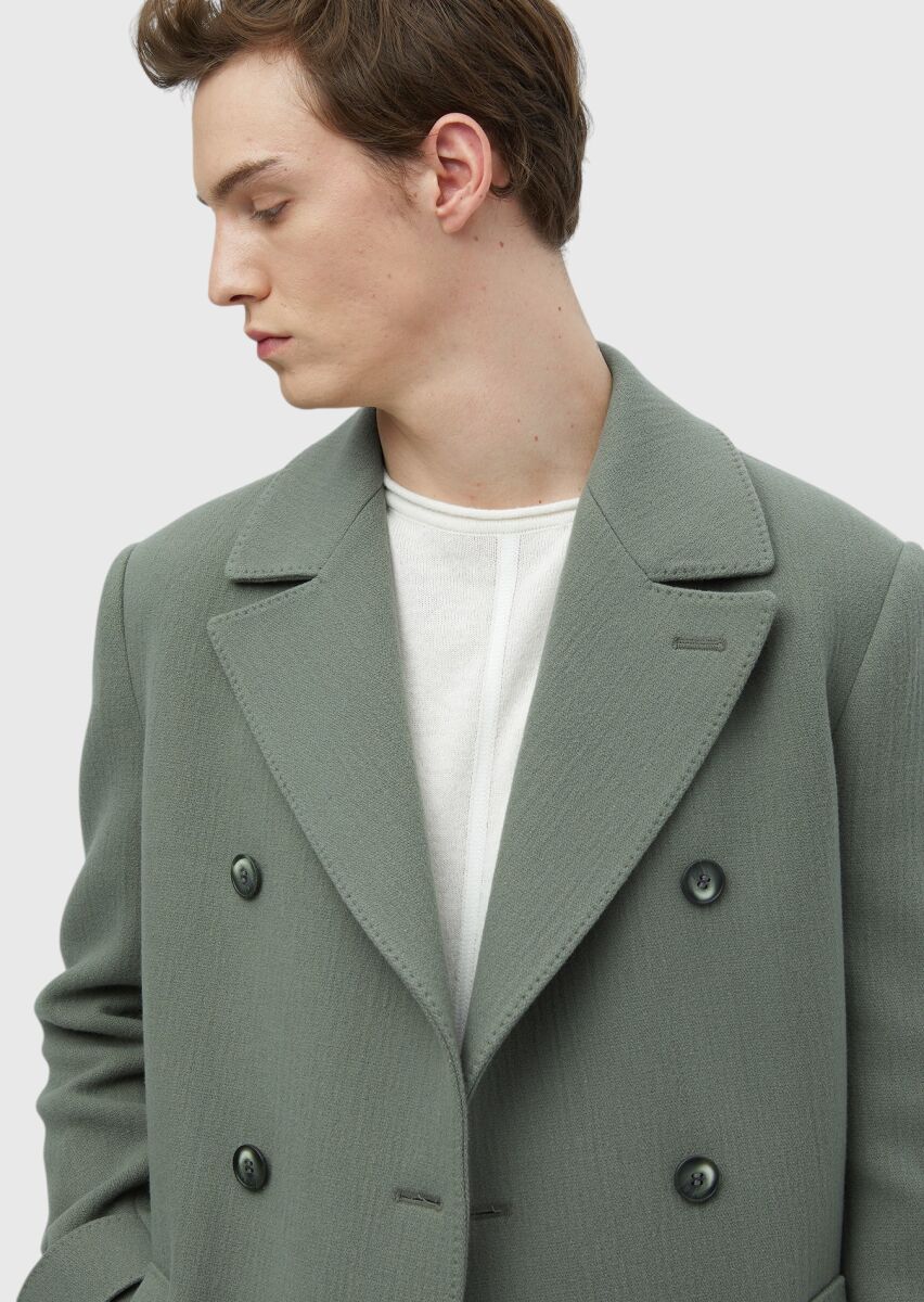 Light Green Weaving Overcoat - 3