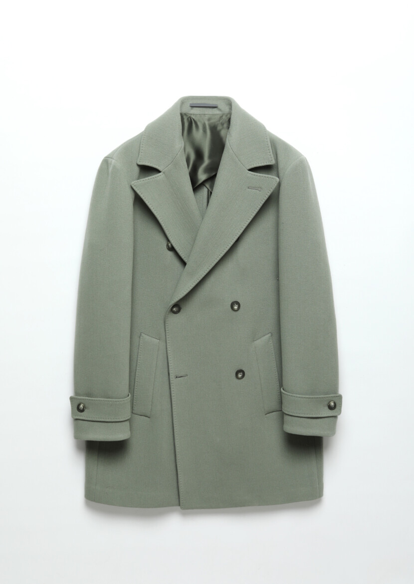 Light Green Weaving Overcoat - 8