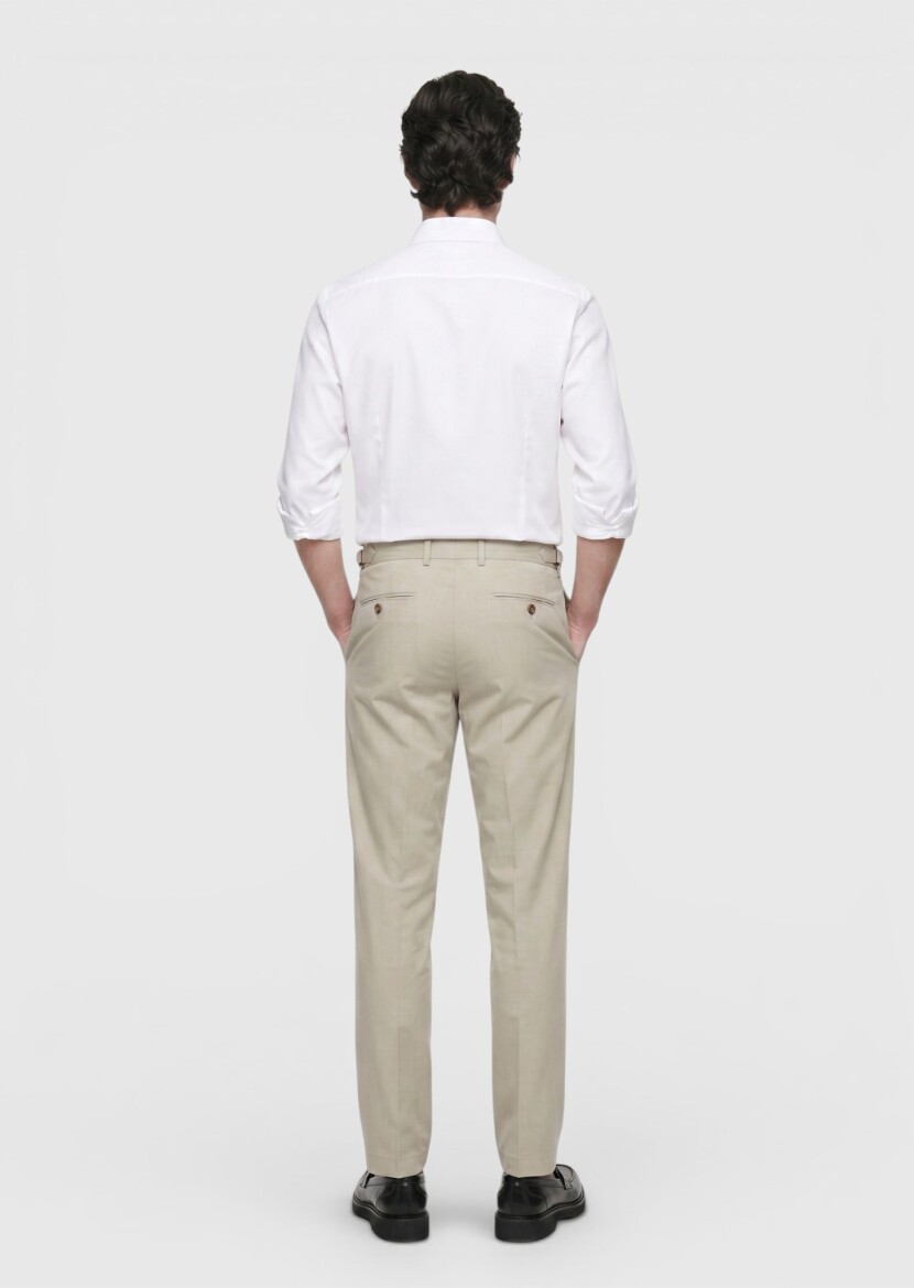 Light Green Weaving Regular Fit Casual 100% Cotton Trousers - 5
