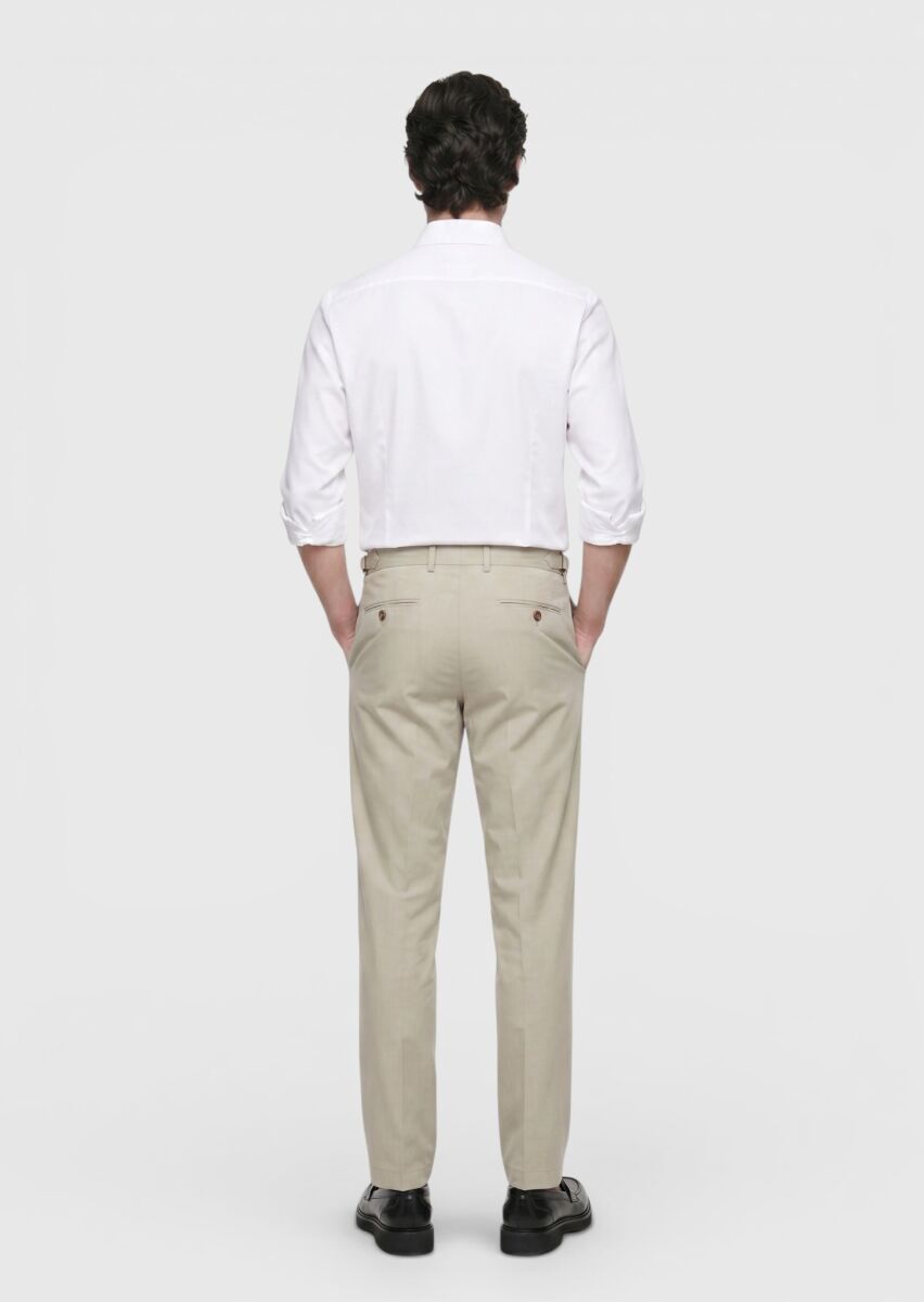Light Green Weaving Regular Fit Casual 100% Cotton Trousers - 5