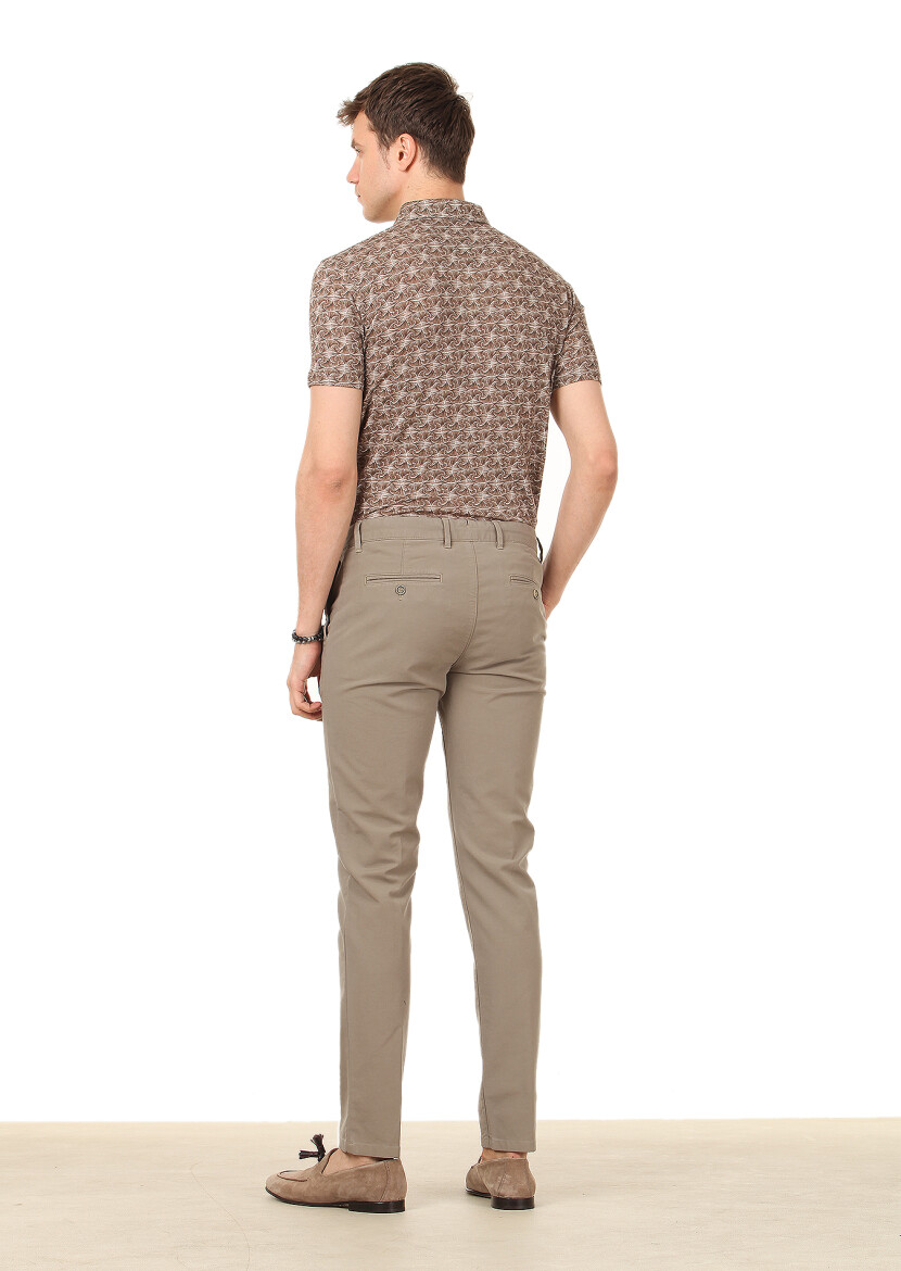 Light Green Weaving Regular Fit Casual Cotton Blended Trousers - 4