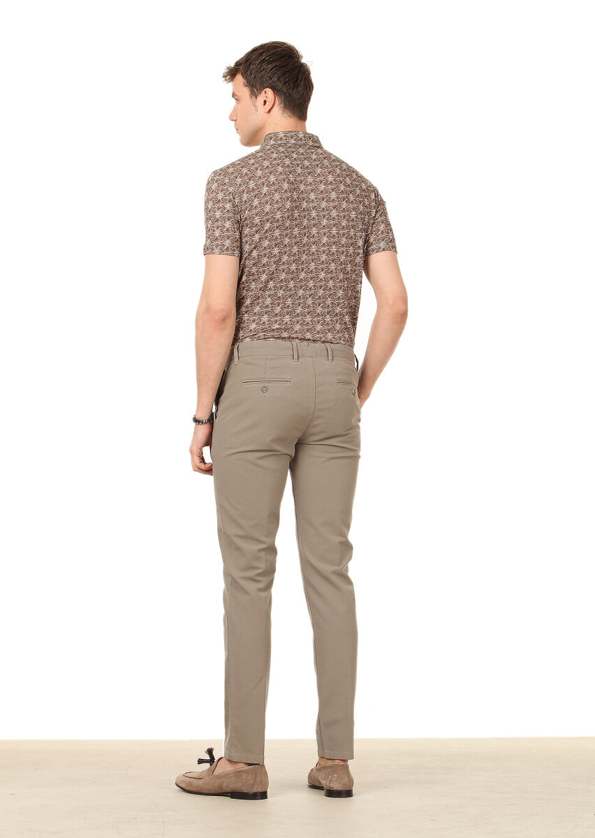 Light Green Weaving Regular Fit Casual Cotton Blended Trousers - 4