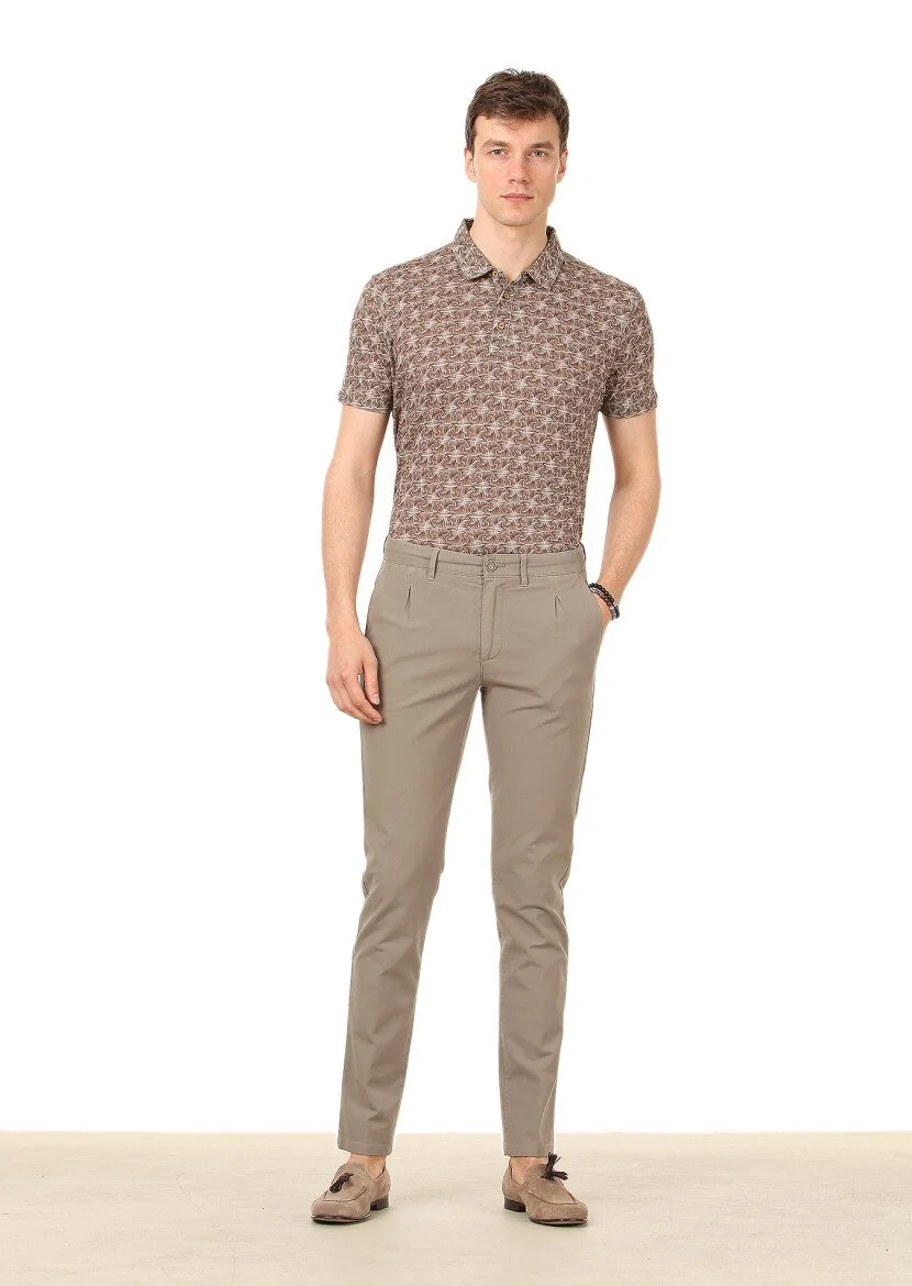 Light Green Weaving Regular Fit Casual Cotton Blended Trousers 