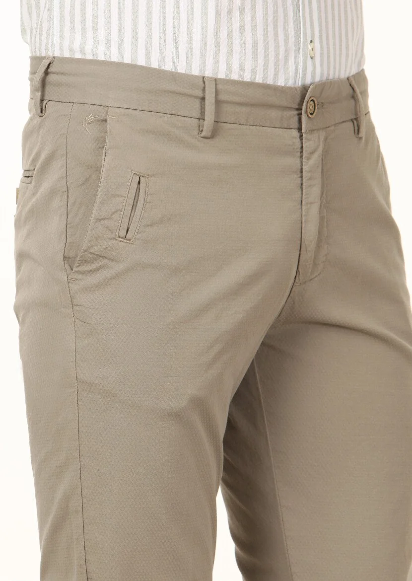 Light Green Weaving Regular Fit Casual Cotton Blended Trousers - 3