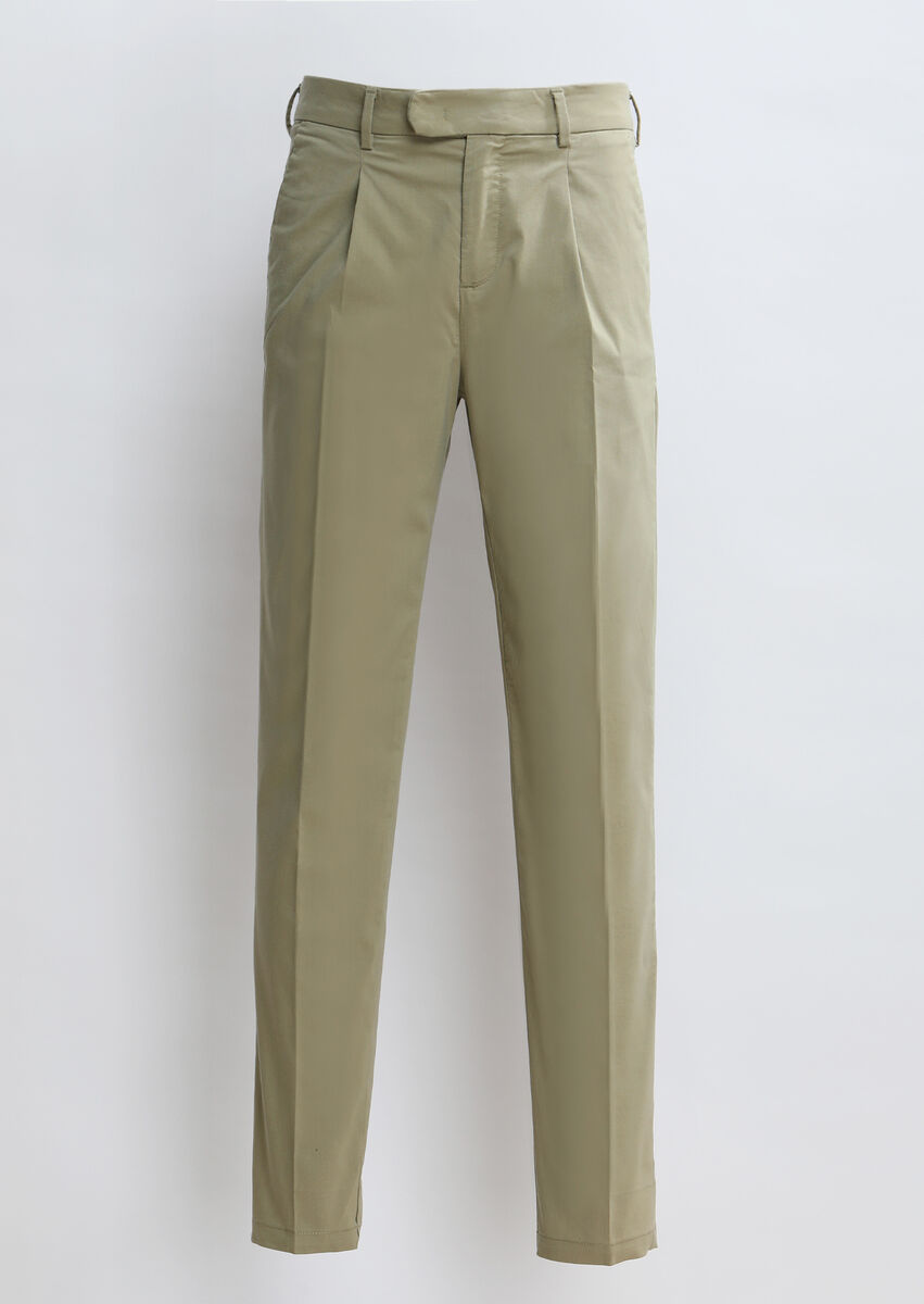 Light Green Weaving Regular Fit Casual Cotton Blended Trousers - 6