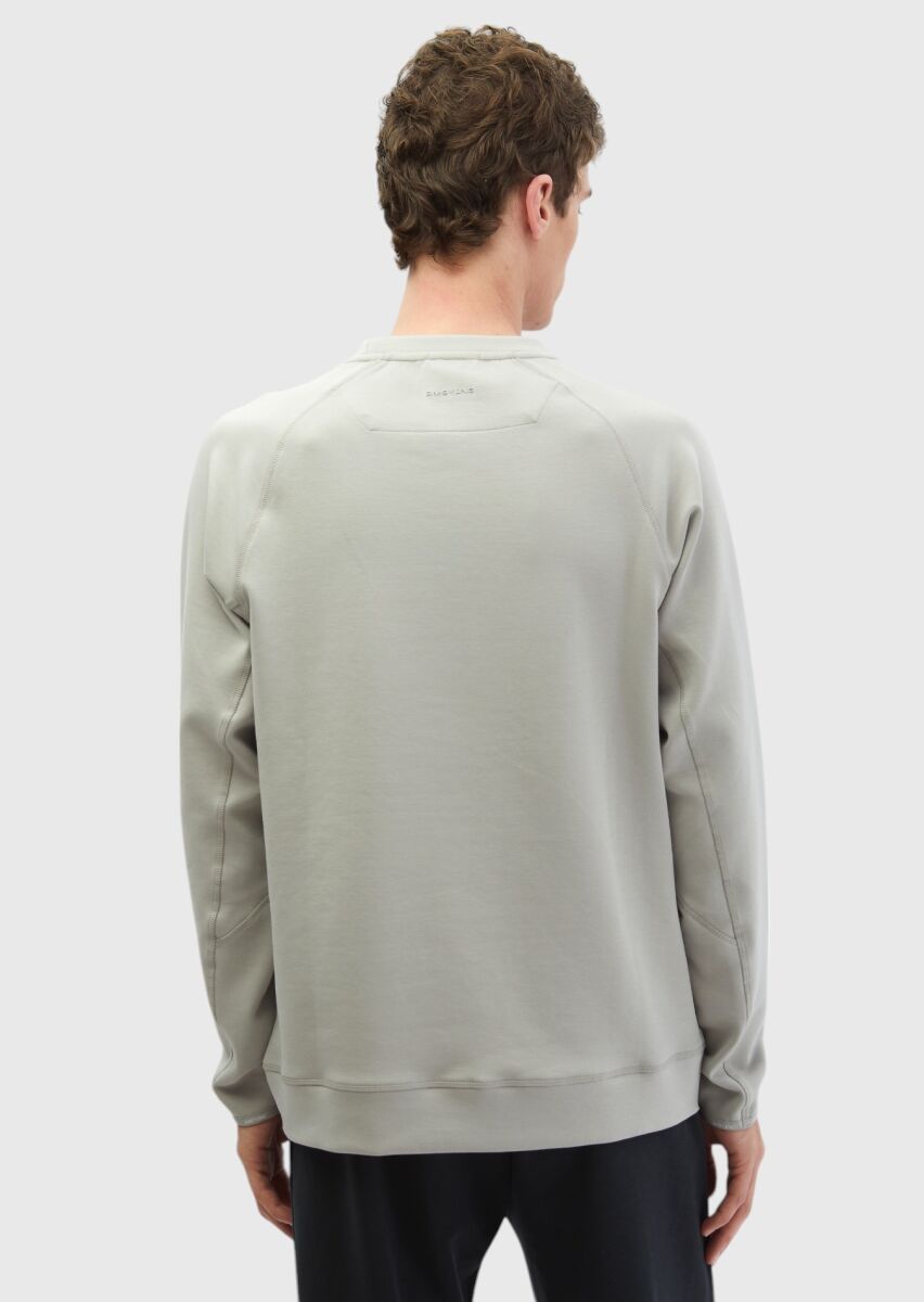 Light Grey Crew Neck Plain Sweatshirt - 4