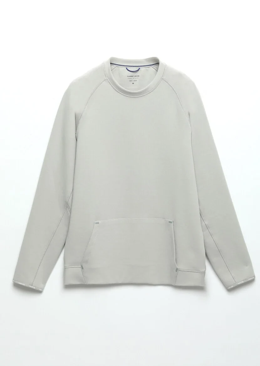 Light Grey Crew Neck Plain Sweatshirt - 5