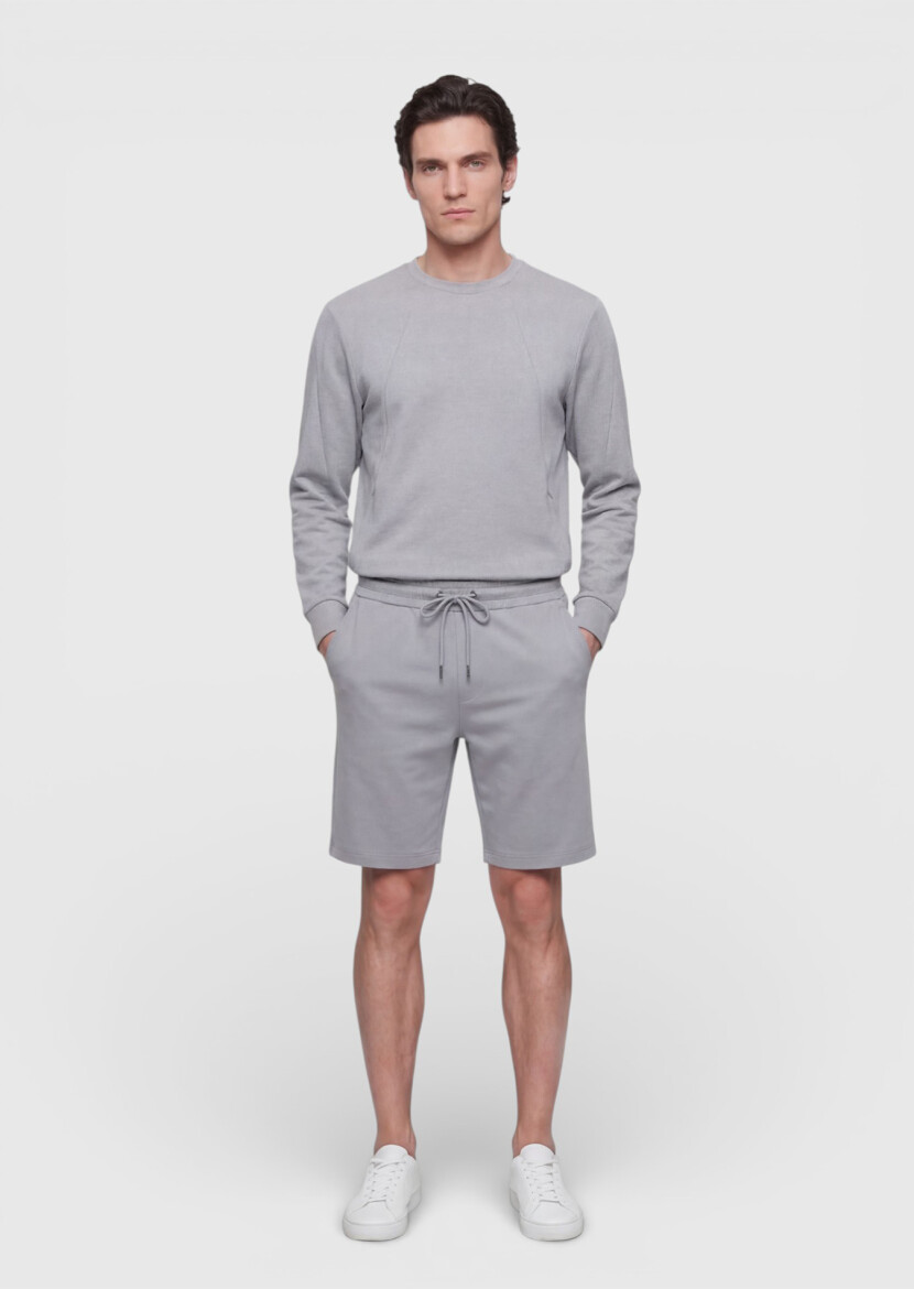 Light Grey Crew Neck Plain Sweatshirt - RAMSEY