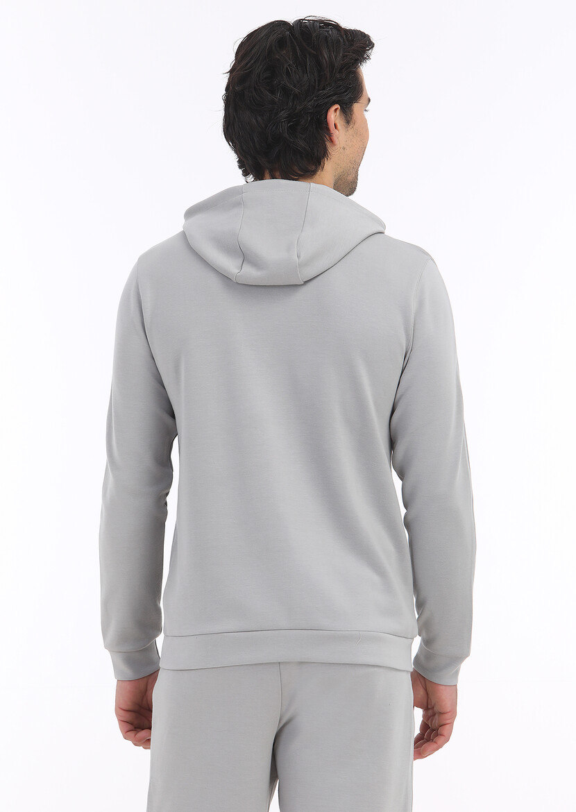 Light Grey Hooded Plain Sweatshirt - 6