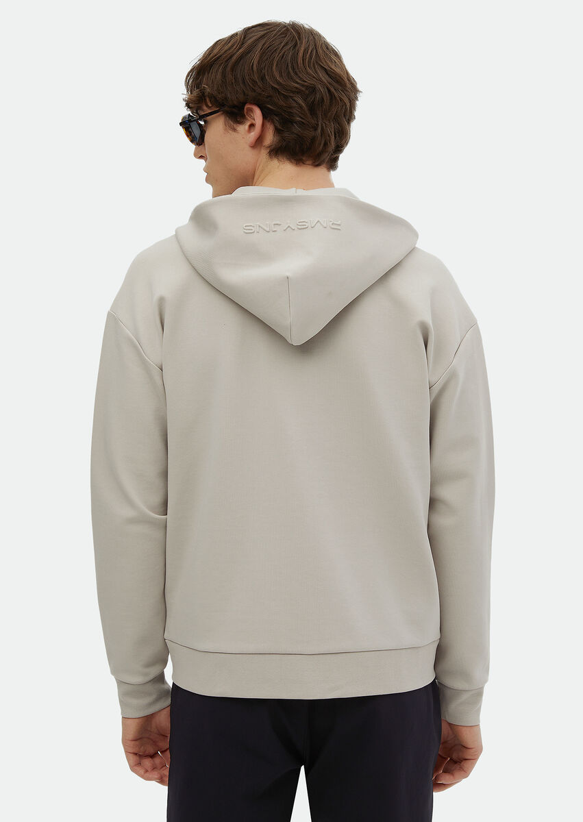 Light Grey Hooded Plain Sweatshirt - 5