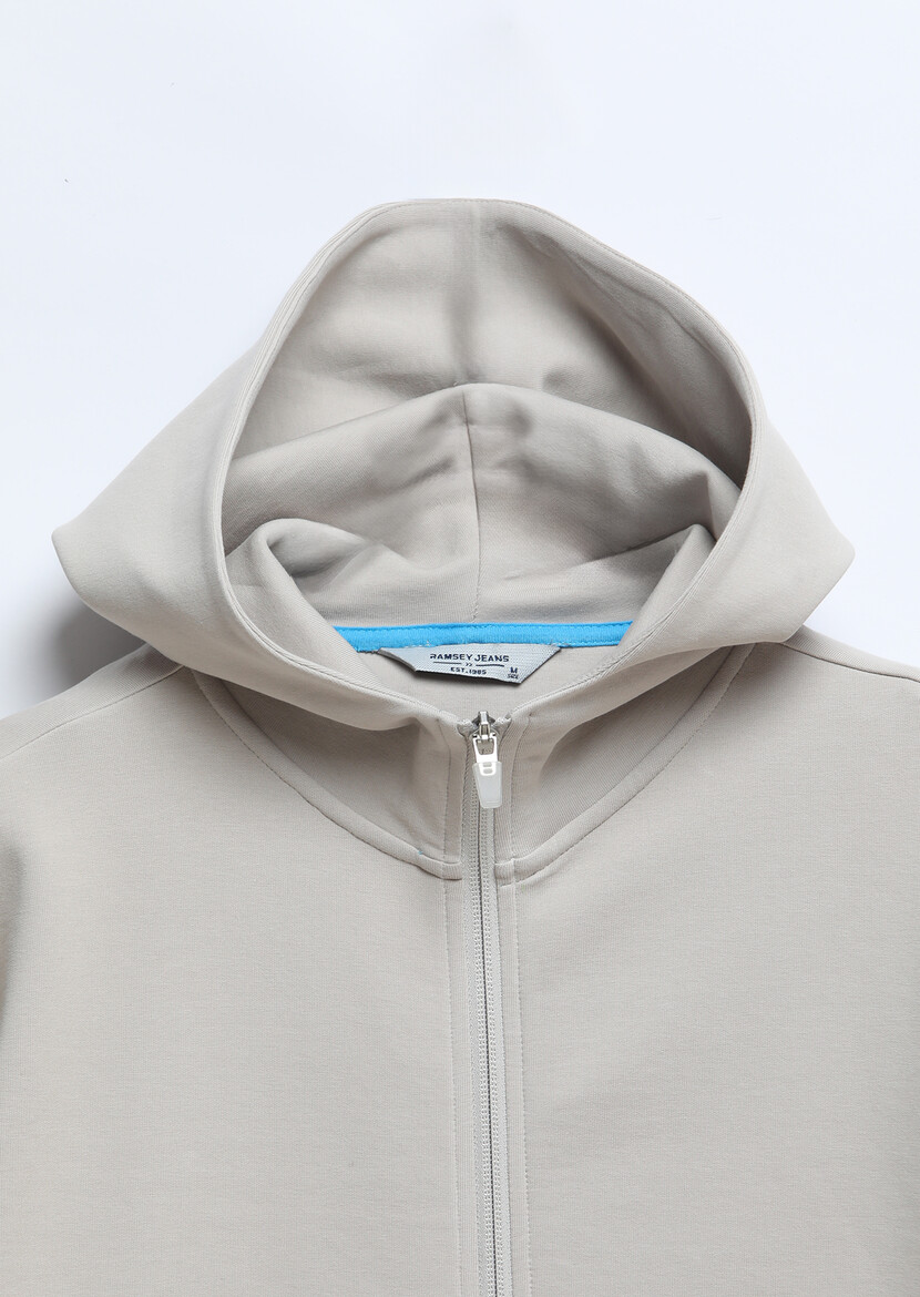 Light Grey Hooded Plain Sweatshirt - 7