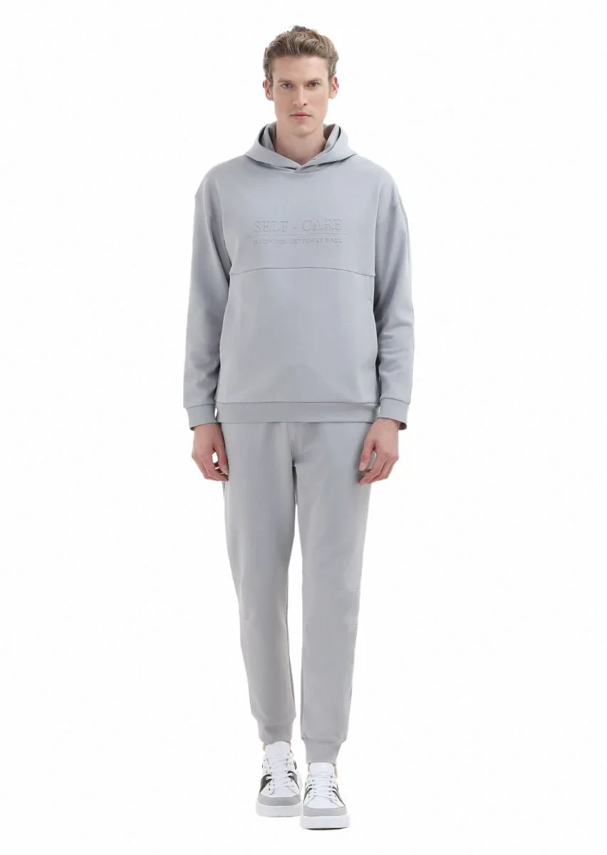Light Grey Hooded Printed Sweatshirt - 2