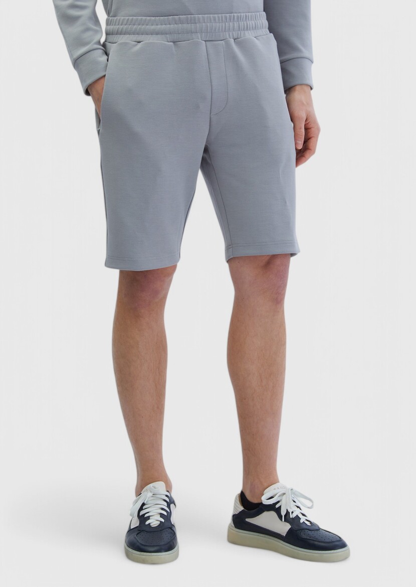 Light Grey Knitting Jogging Fit Sport Bermuda - RAMSEY