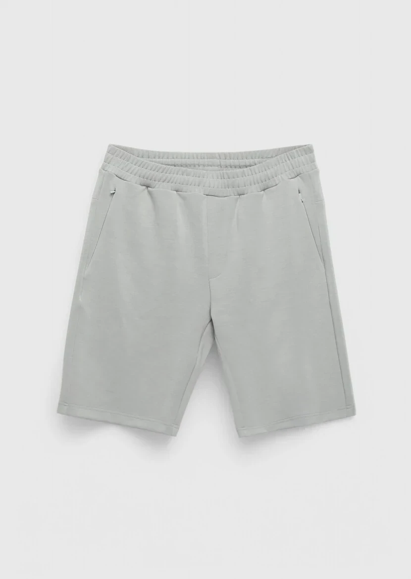 Light Grey Knitting Jogging Fit Sport Bermuda - 5