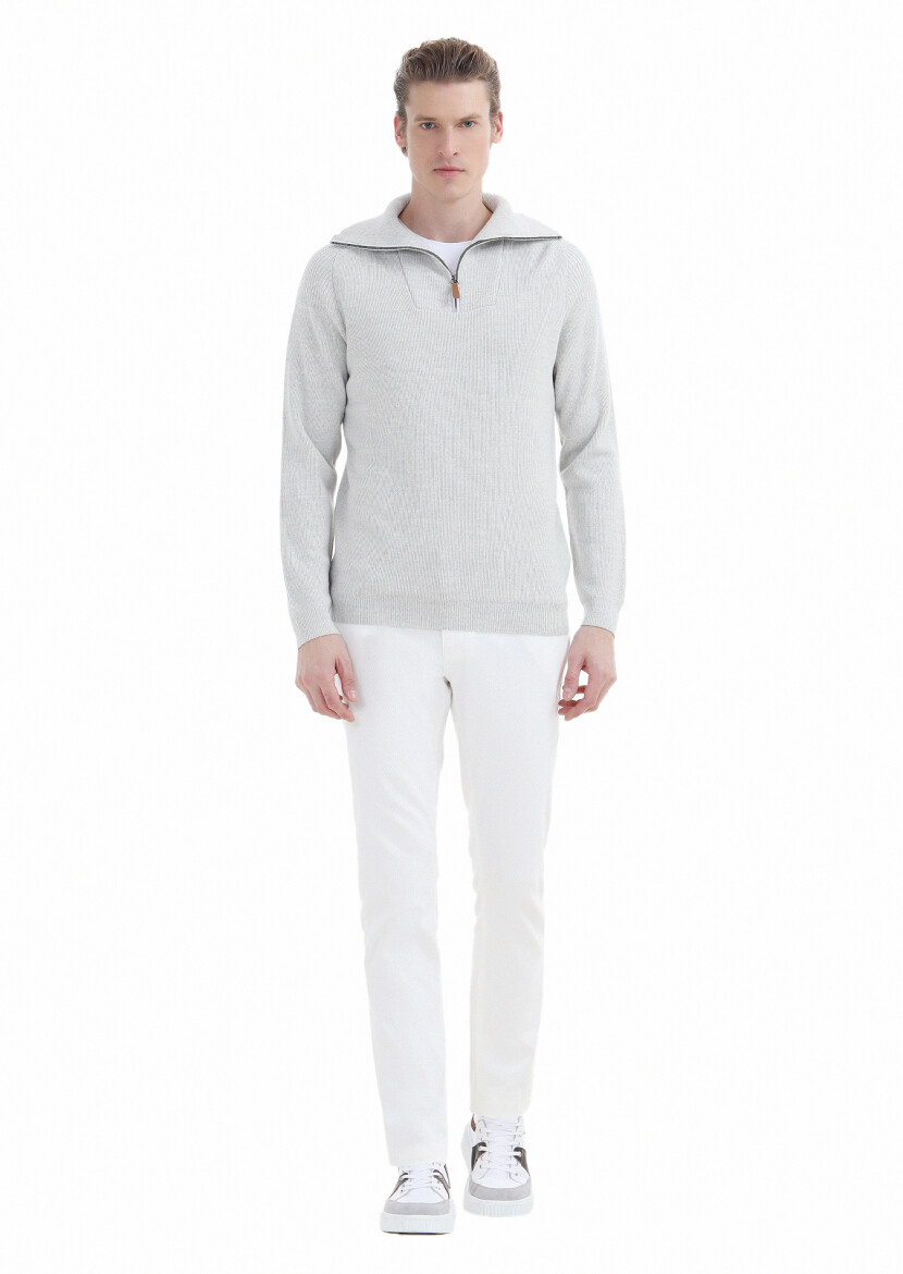 Light Grey Knitwear Sweatshirt 