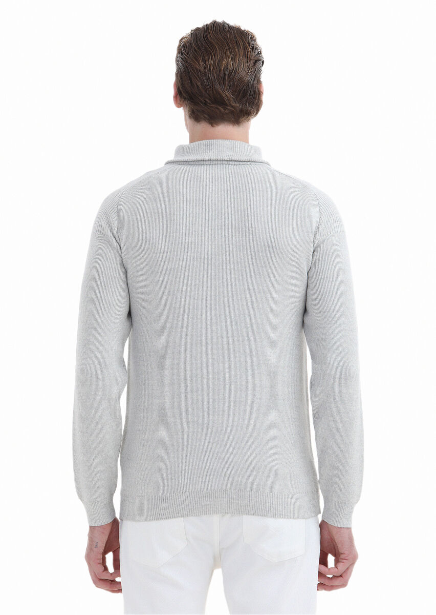Light Grey Knitwear Sweatshirt - 4