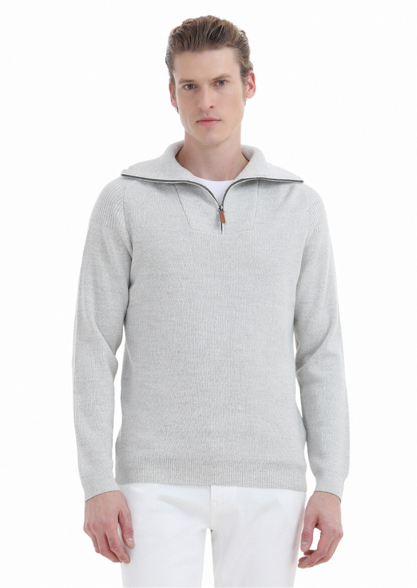 Light Grey Knitwear Sweatshirt 