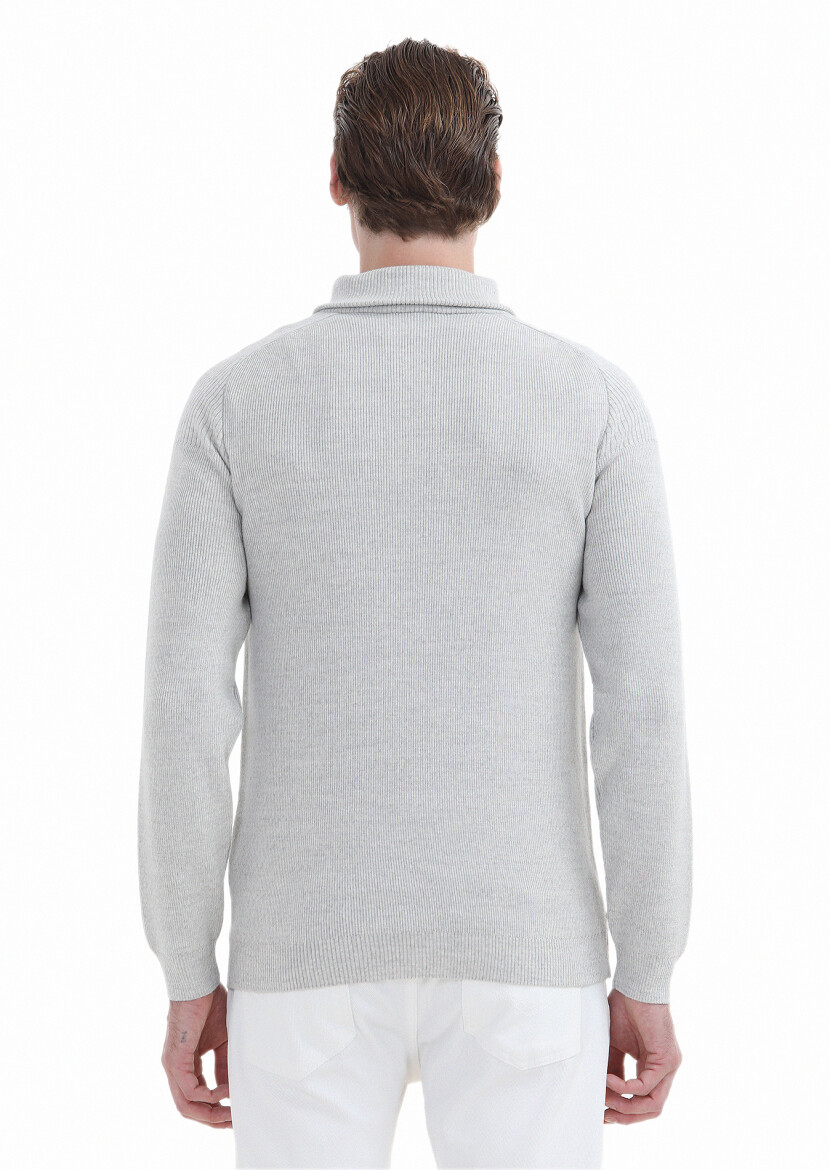 Light Grey Knitwear Sweatshirt - 5