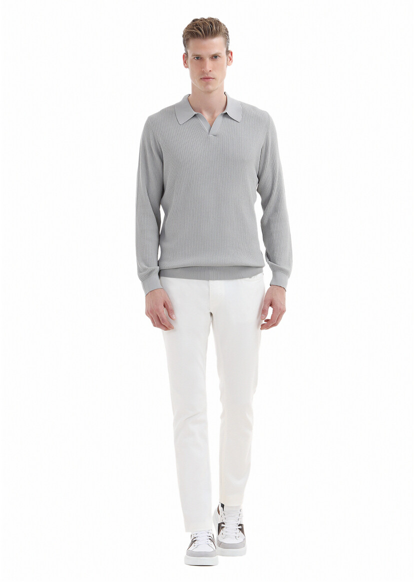 Light Grey Knitwear Sweatshirt - RAMSEY