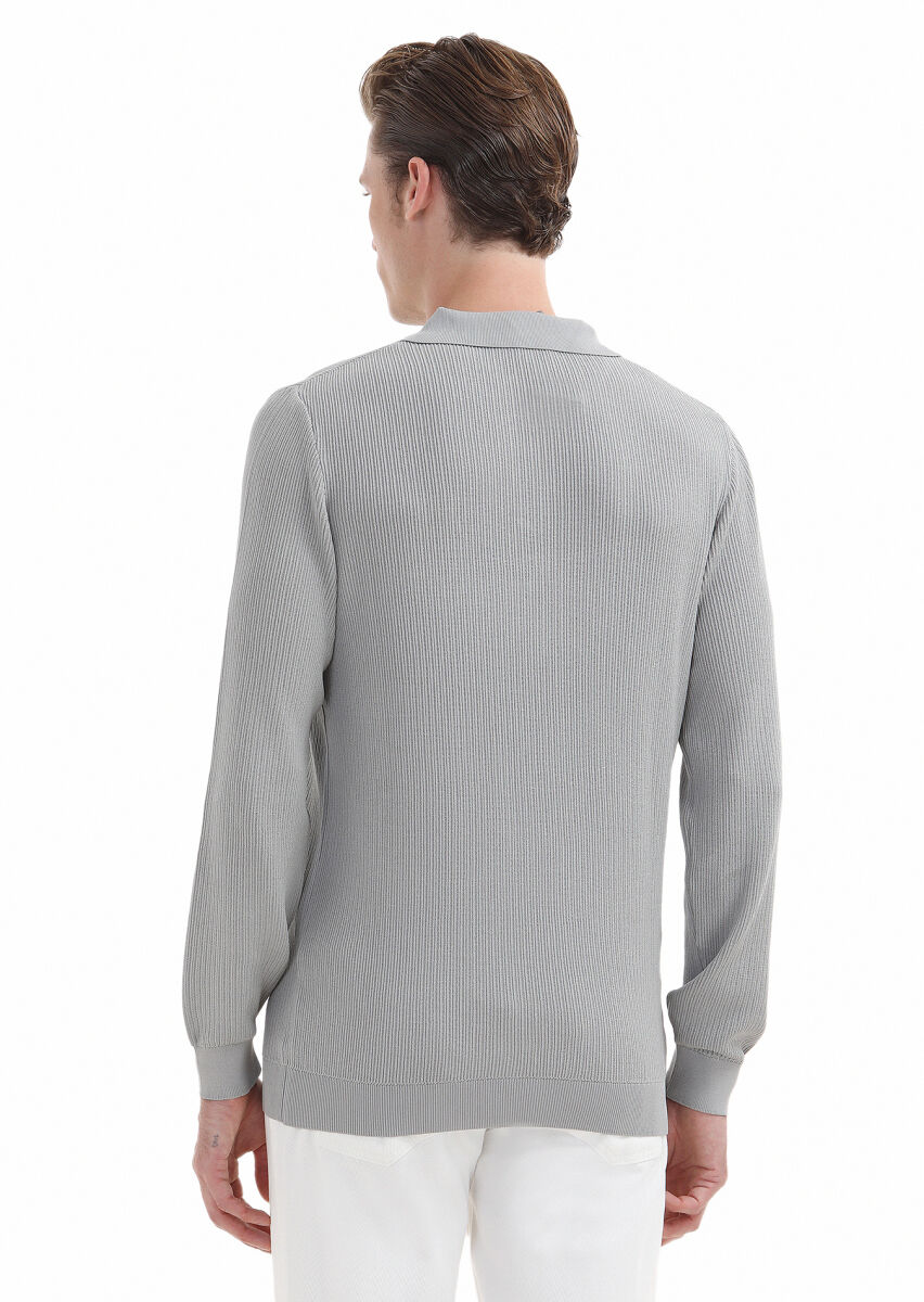 Light Grey Knitwear Sweatshirt - 3