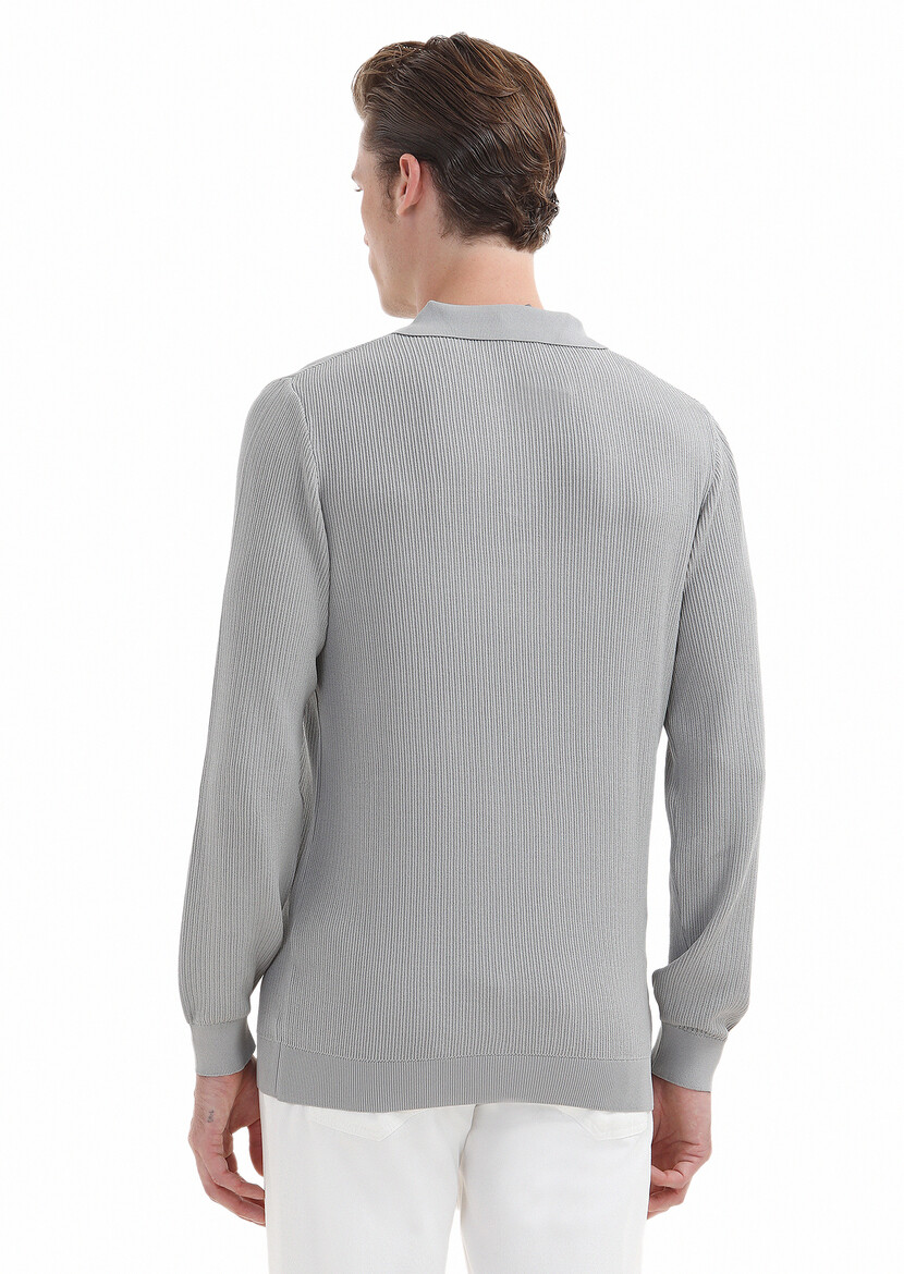 Light Grey Knitwear Sweatshirt - 4