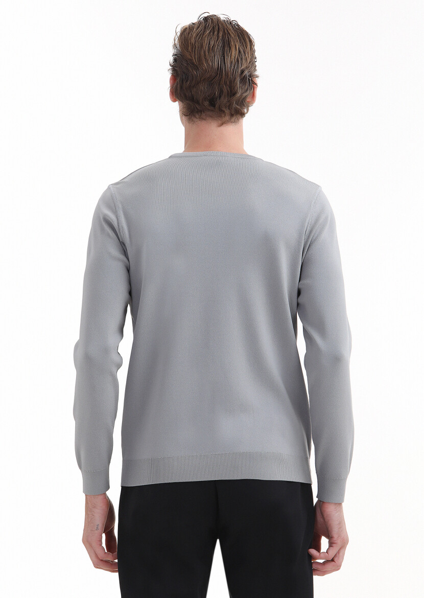 Light Grey Knitwear Sweatshirt - 3