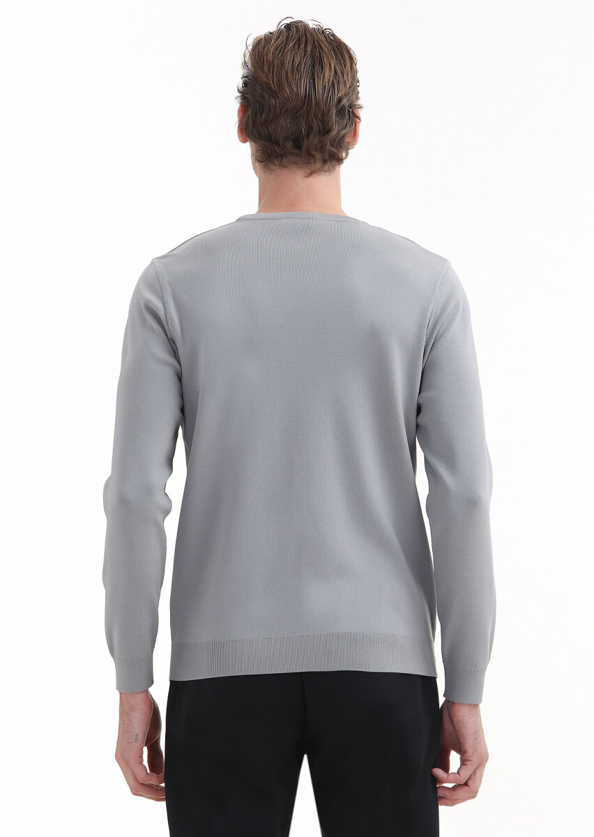 Light Grey Knitwear Sweatshirt - 3