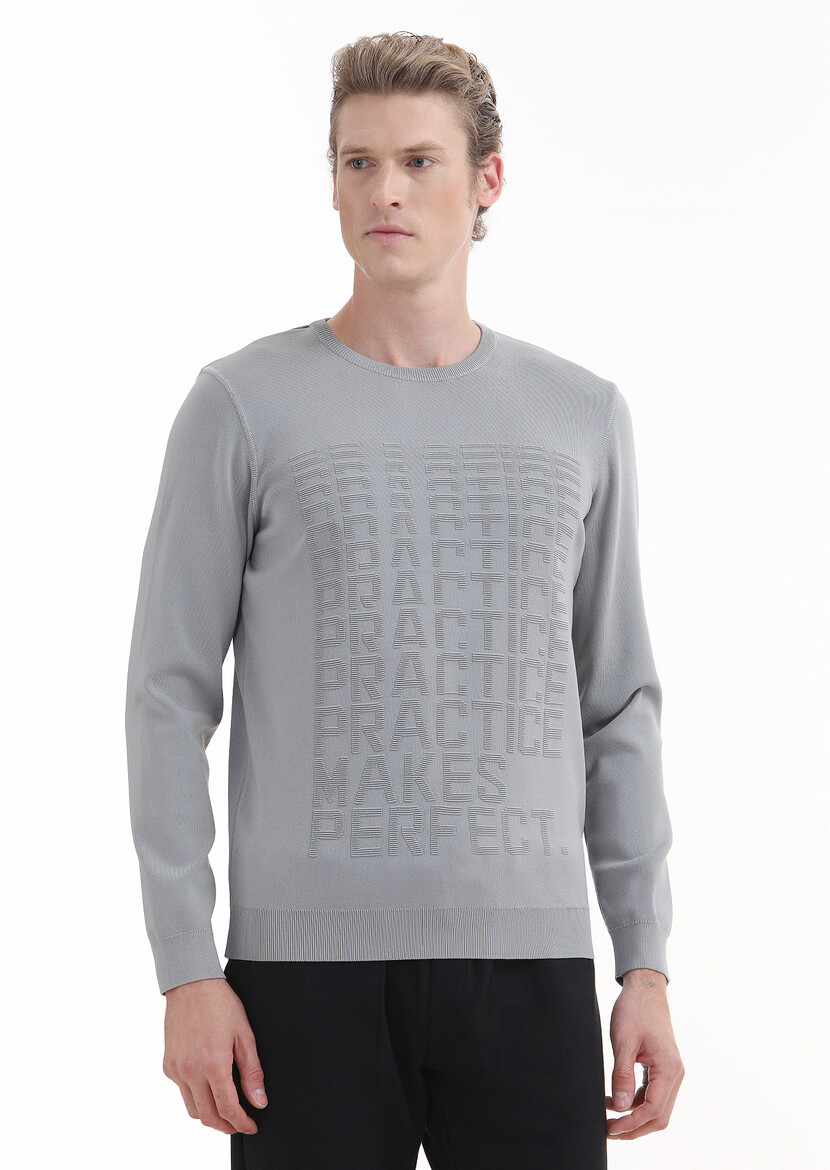 Light Grey Knitwear Sweatshirt - 1