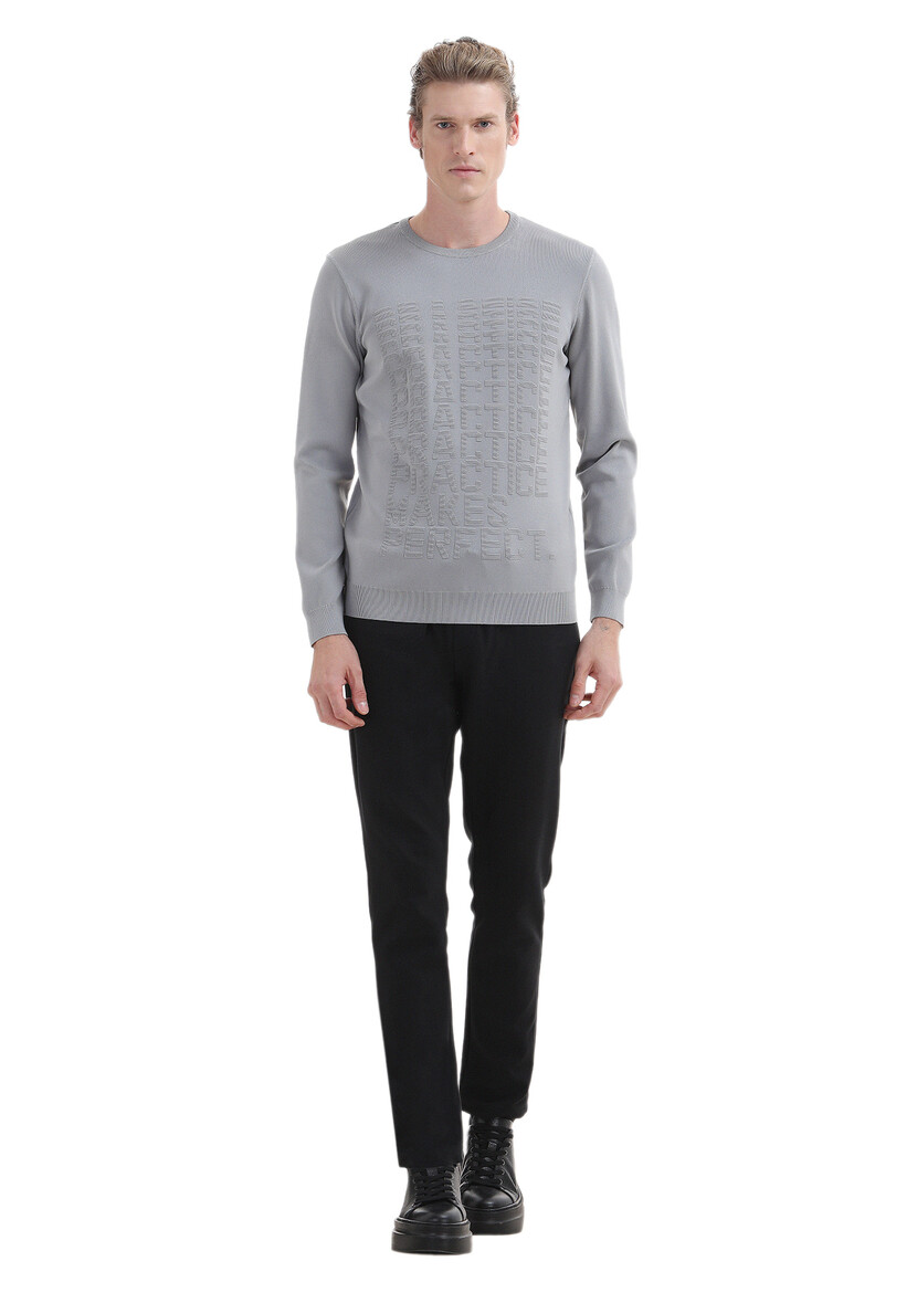 Light Grey Knitwear Sweatshirt - 2