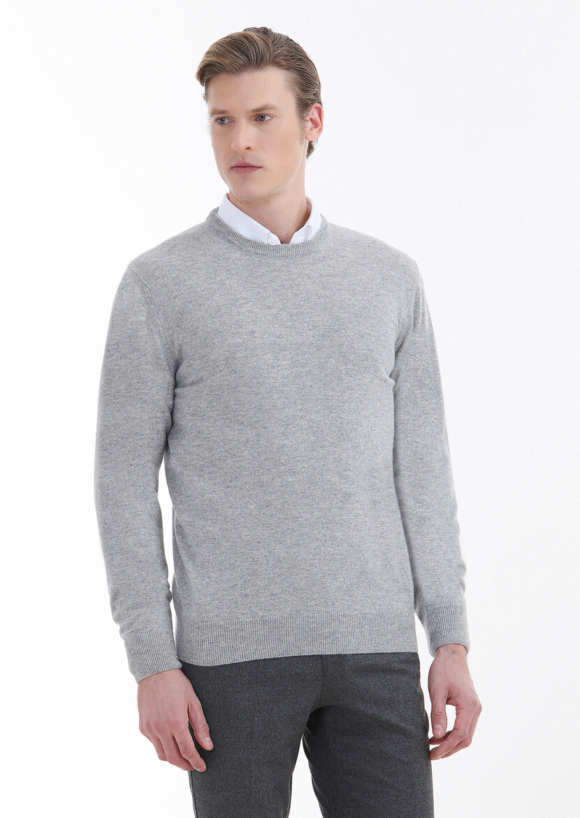 Light Grey Knitwear Sweatshirt - 4