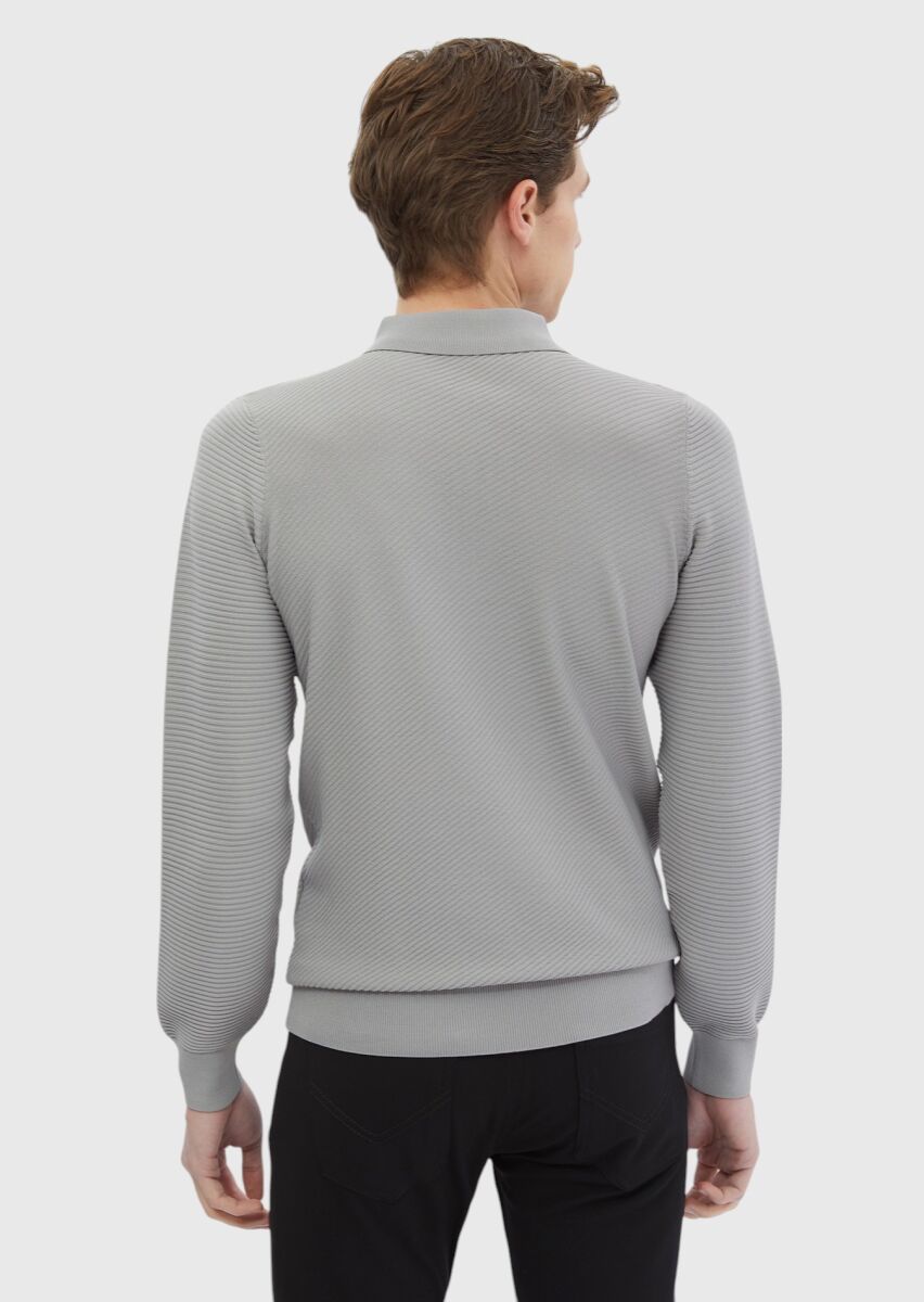 Light Grey Knitwear Sweatshirt - 7