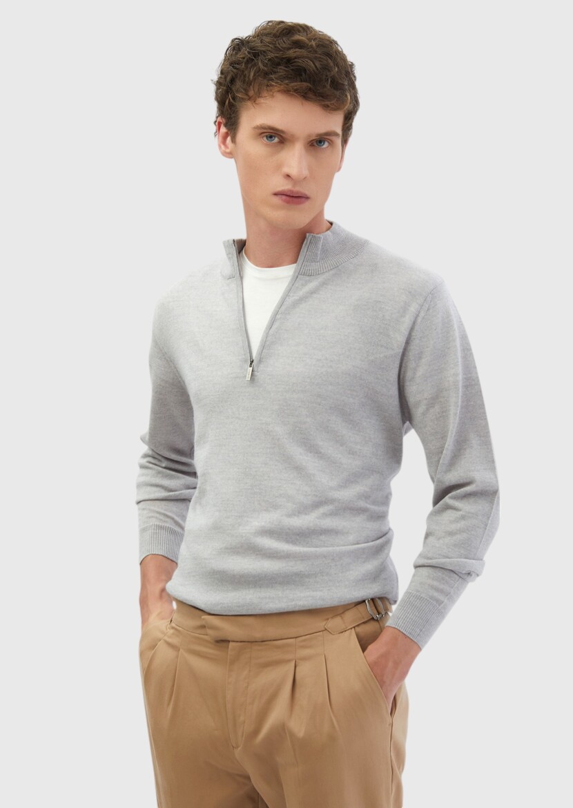 Light Grey Knitwear Sweatshirt 