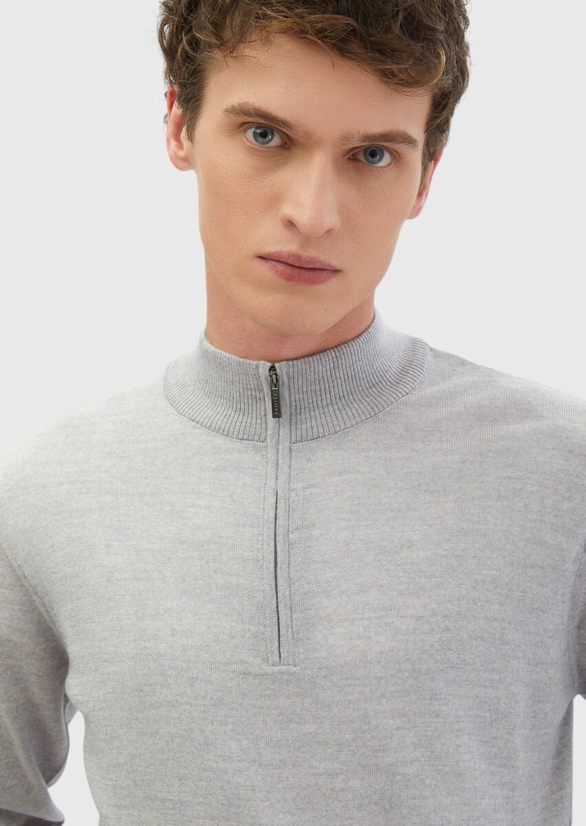 Light Grey Knitwear Sweatshirt - 3