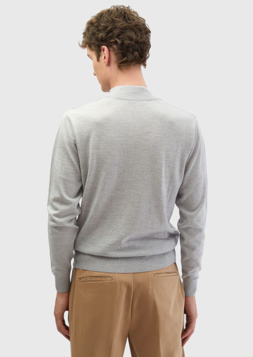 Light Grey Knitwear Sweatshirt - 5