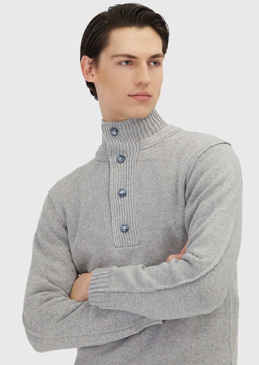 Light Grey Knitwear Sweatshirt - 1