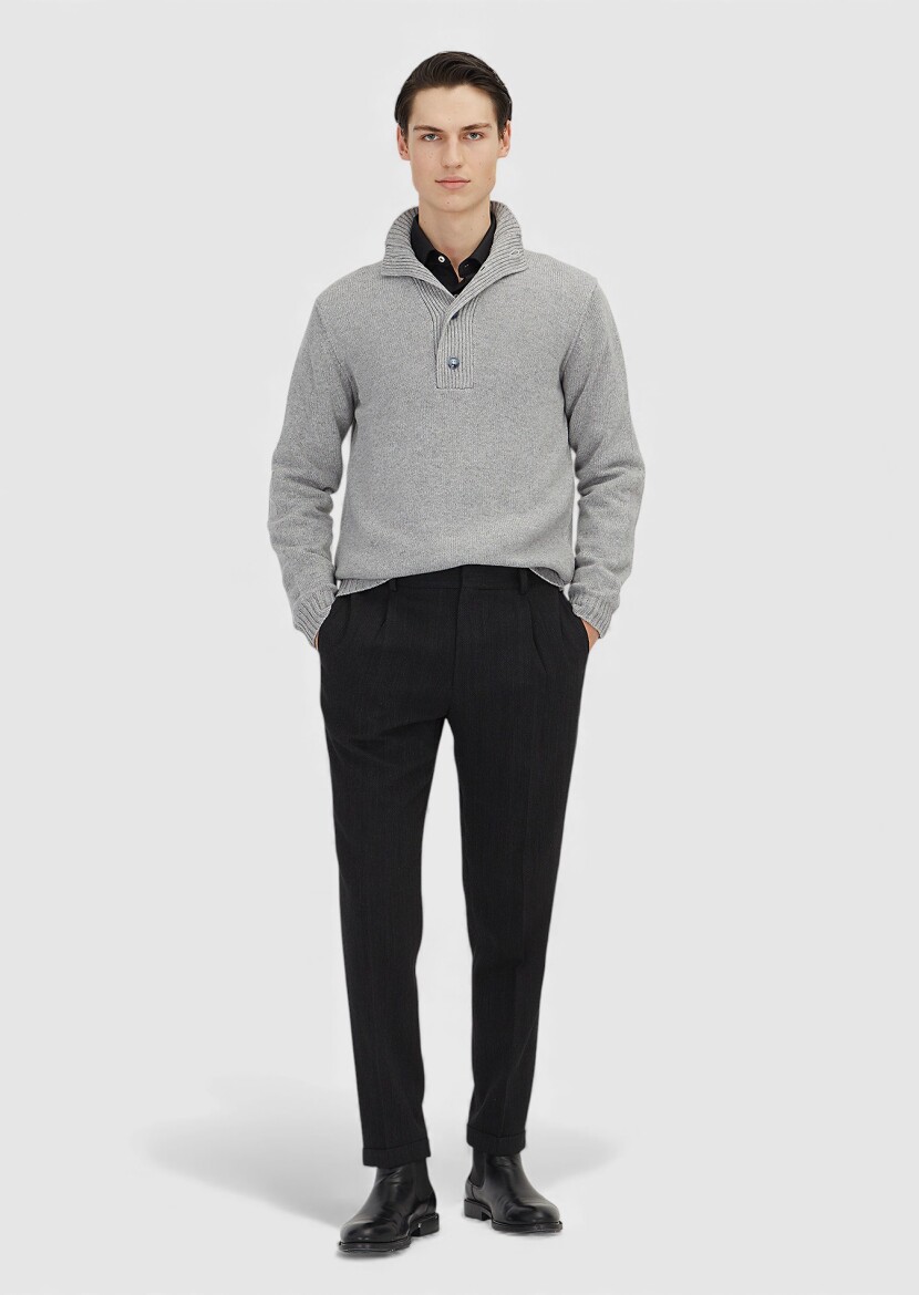 Light Grey Knitwear Sweatshirt - 2