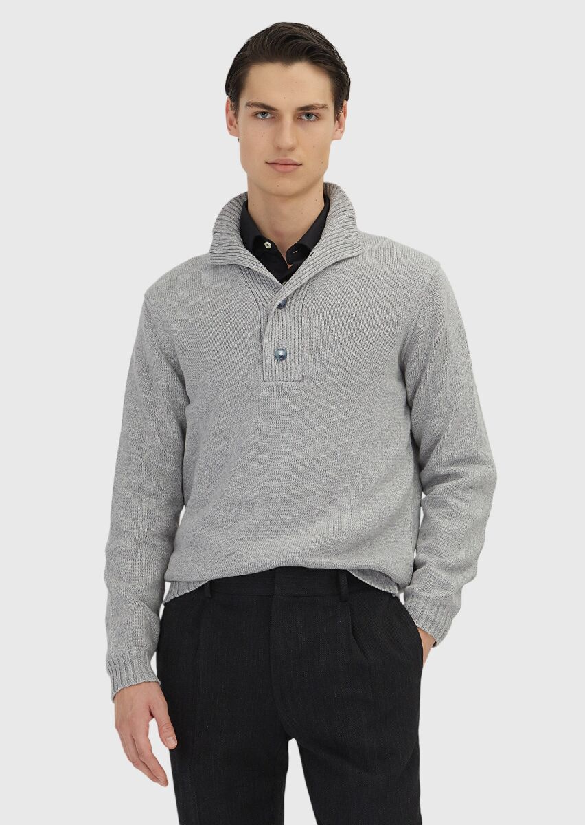 Light Grey Knitwear Sweatshirt - 4